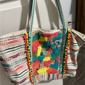 America and Beyond beaded tote bag
